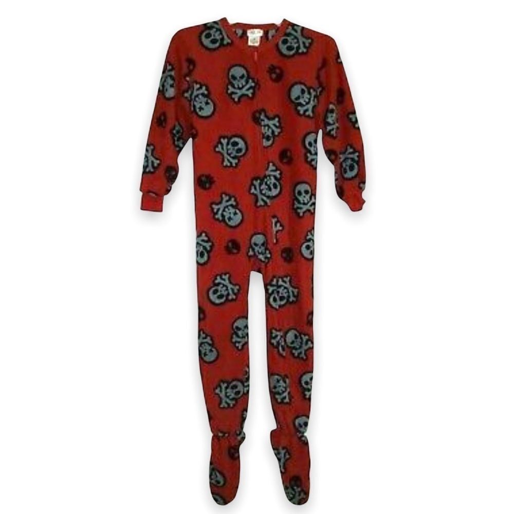 Target Skull and Crossbones Red One Piece Footsie Pajamas Size Small